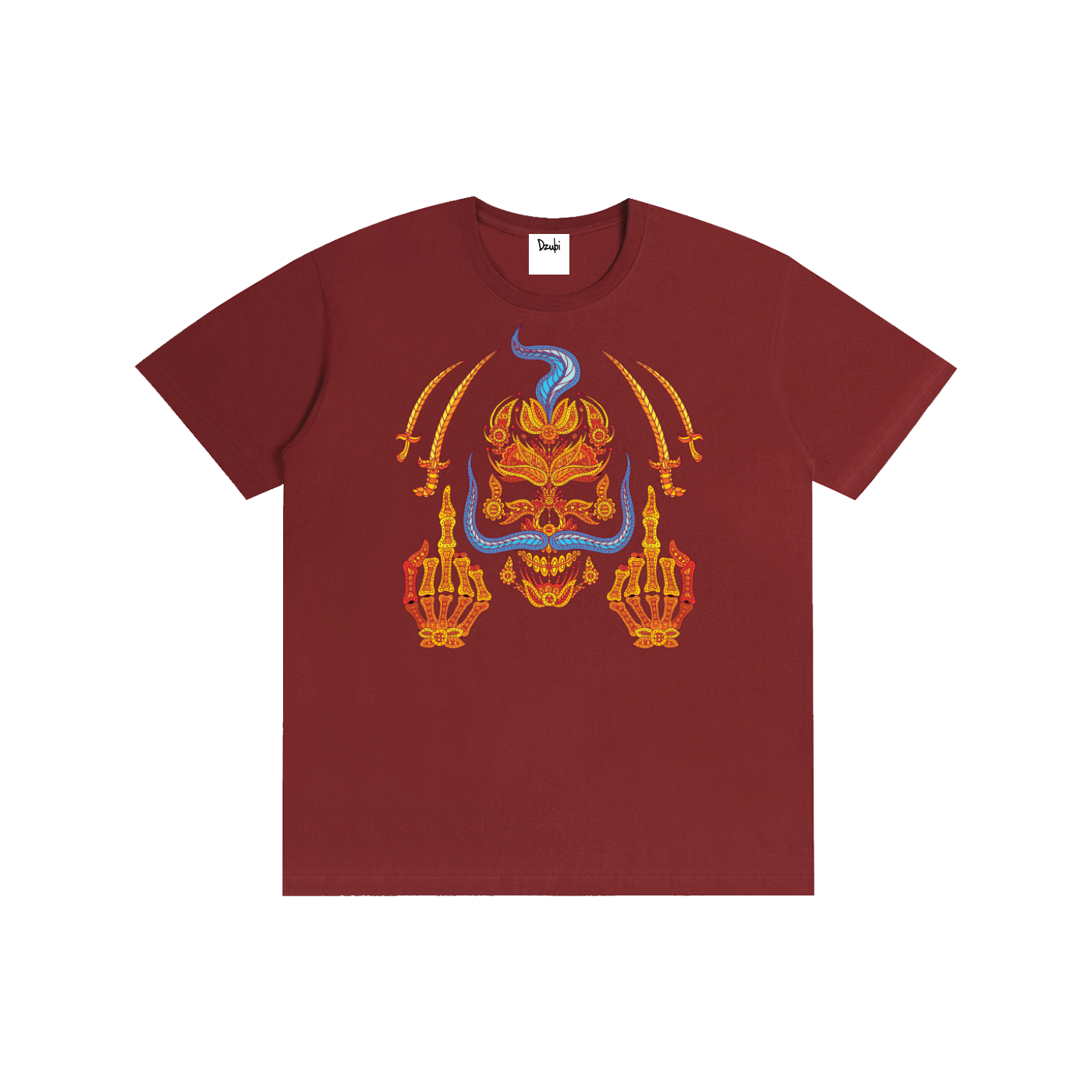 Skull Mid fing Front print Pure Cotton Unisex Tee