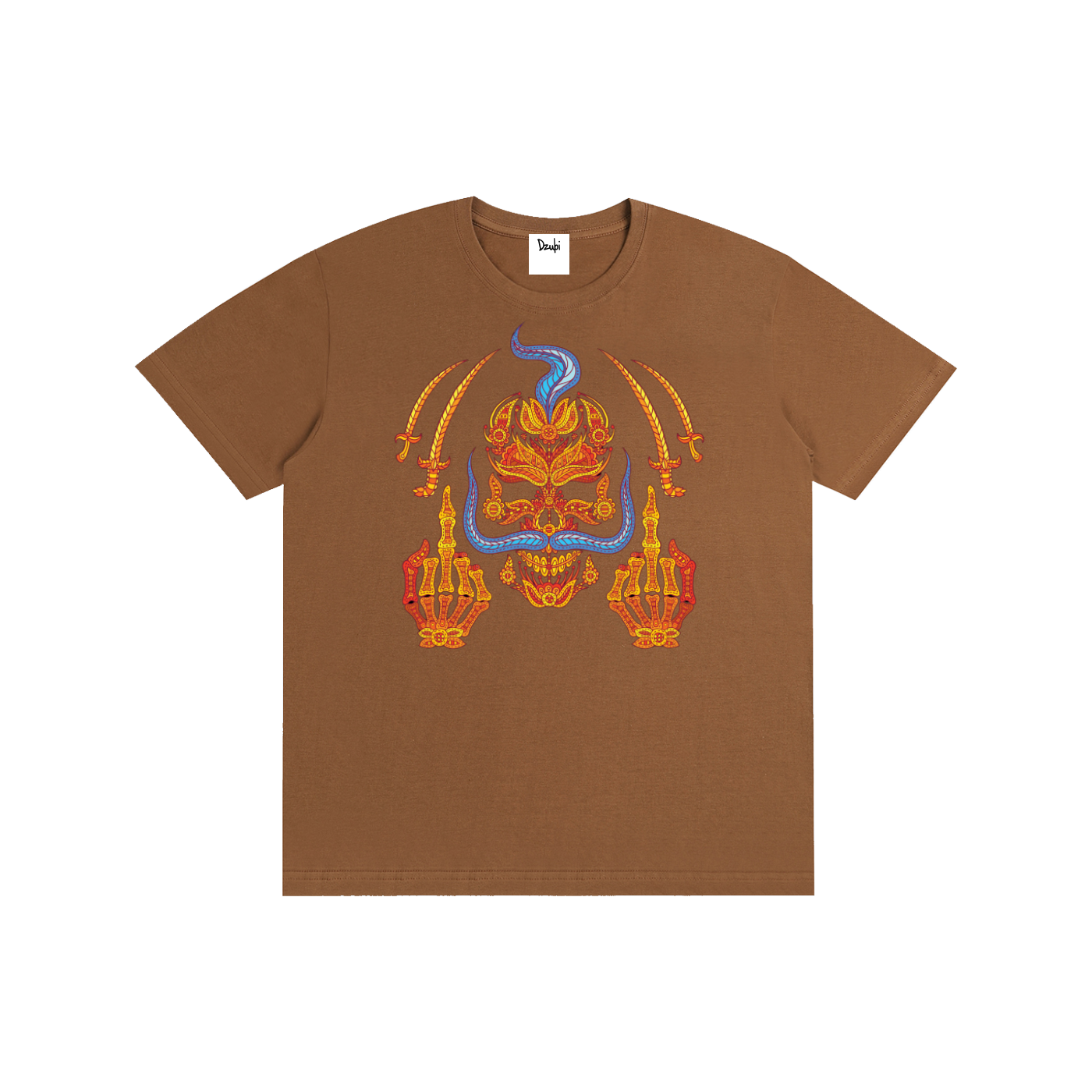 Skull Mid fing Front print Pure Cotton Unisex Tee