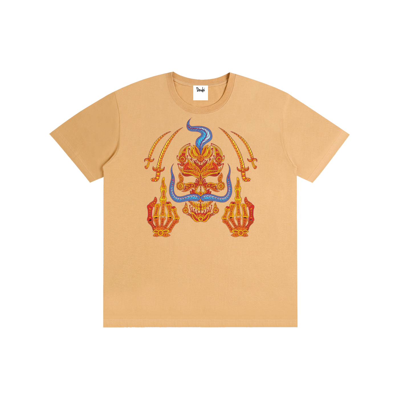 Skull Mid fing Front print Pure Cotton Unisex Tee