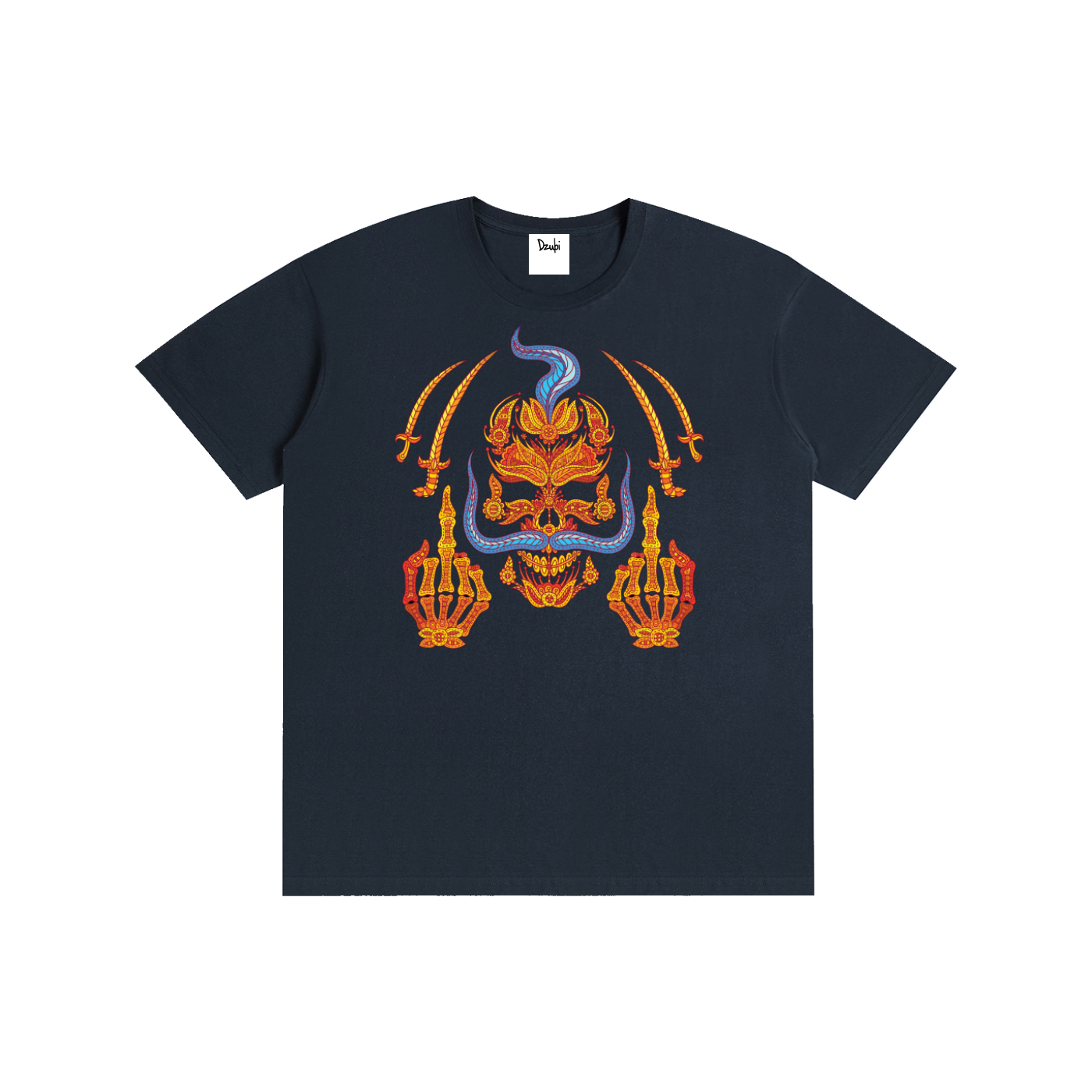 Skull Mid fing Front print Pure Cotton Unisex Tee