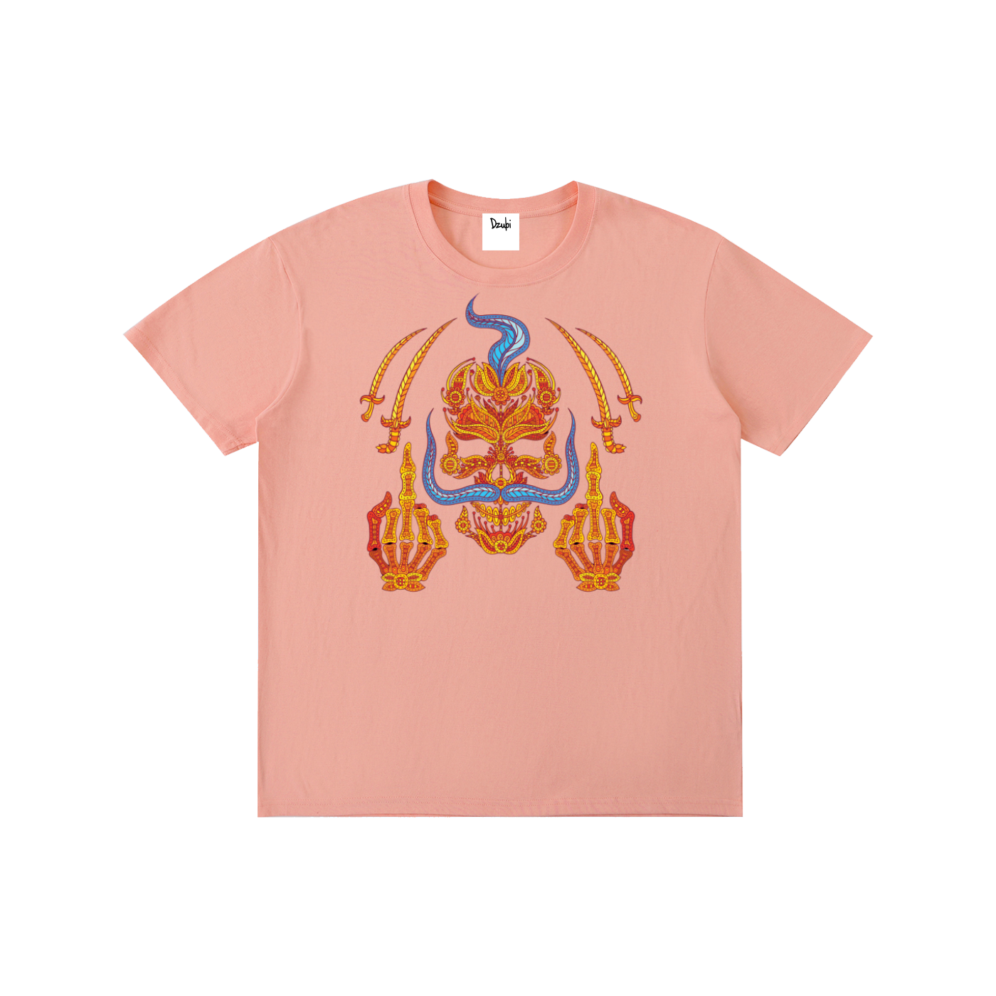 Skull Mid fing Front print Pure Cotton Unisex Tee