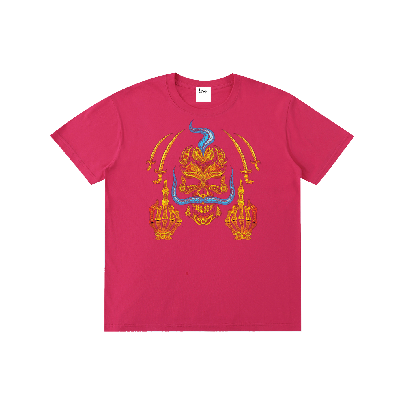 Skull Mid fing Front print Pure Cotton Unisex Tee